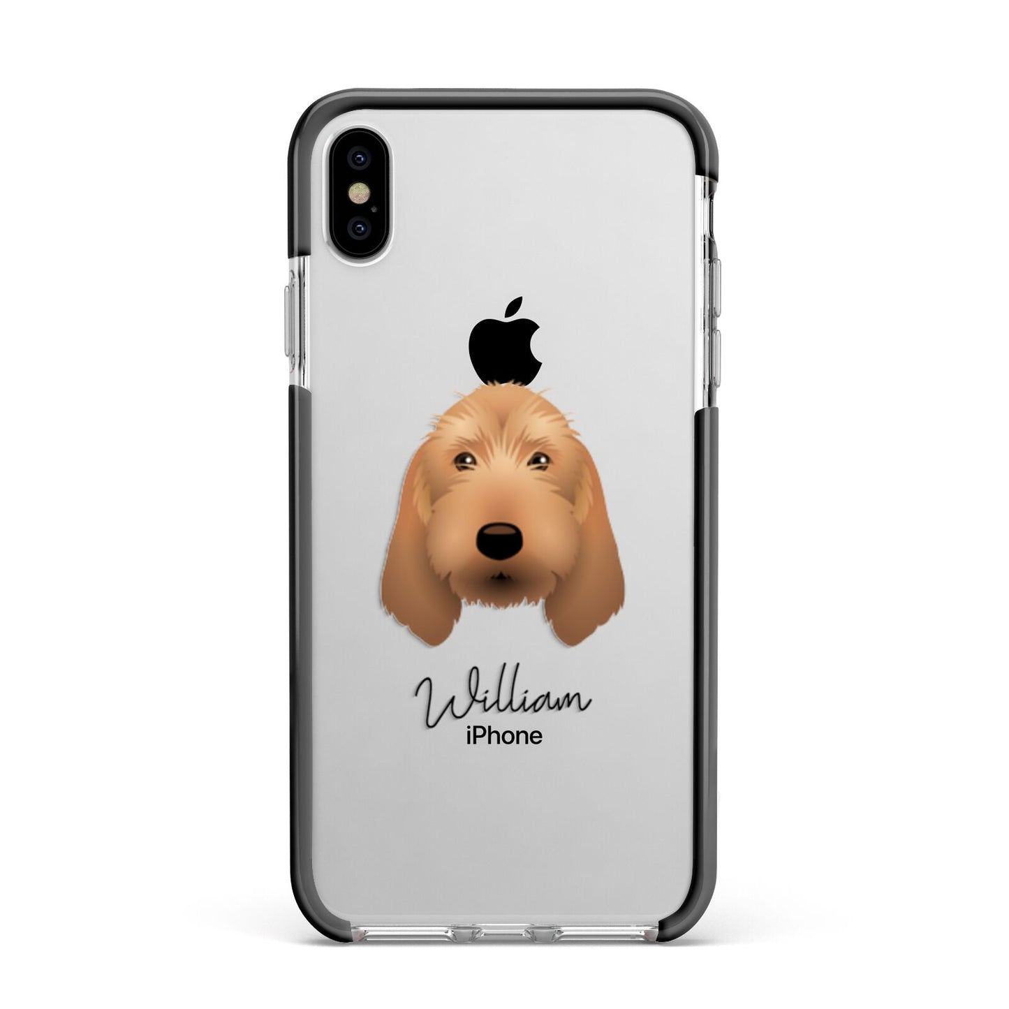 Basset Fauve De Bretagne Personalised Apple iPhone Xs Max Impact Case Black Edge on Silver Phone