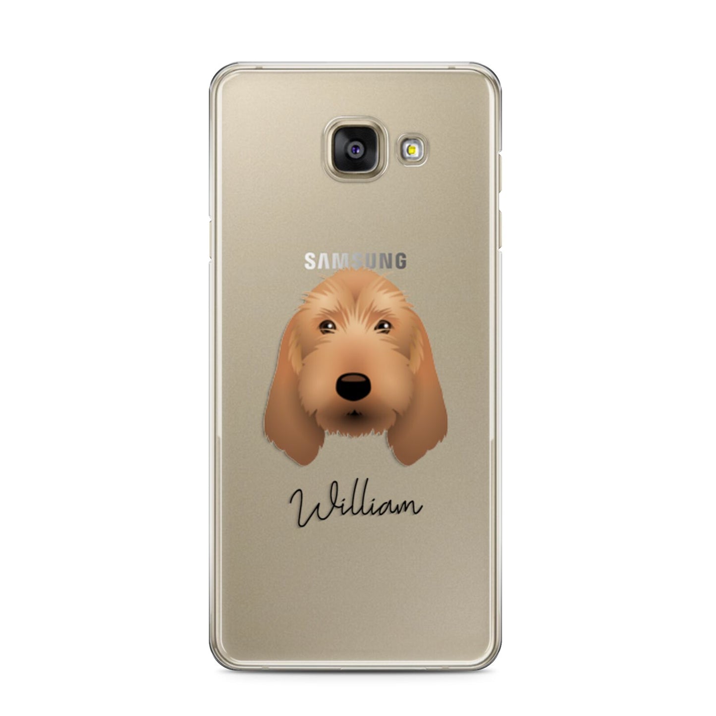 Basset Fauve De Bretagne Personalised Samsung Galaxy A3 2016 Case on gold phone