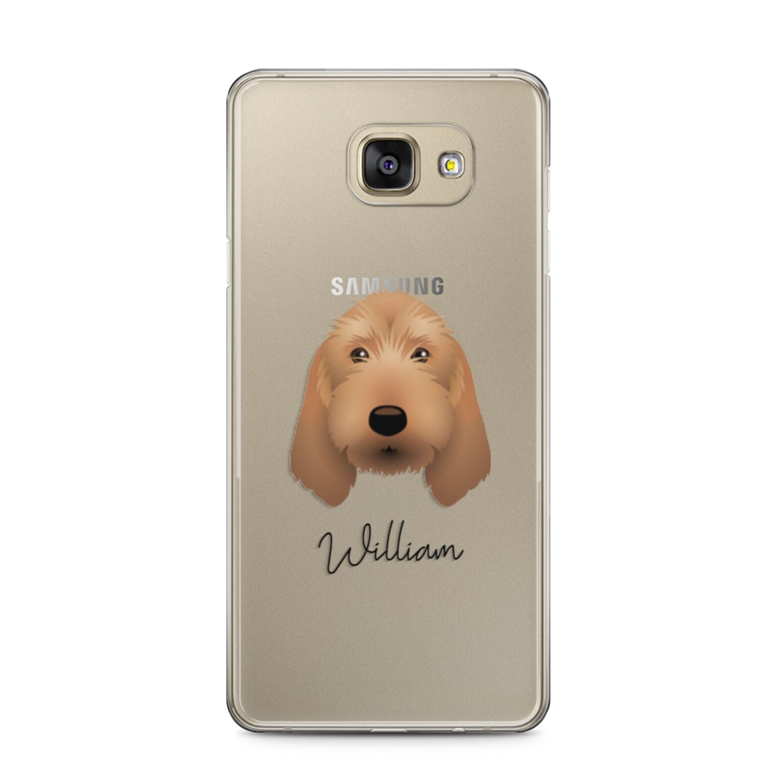 Basset Fauve De Bretagne Personalised Samsung Galaxy A5 2016 Case on gold phone