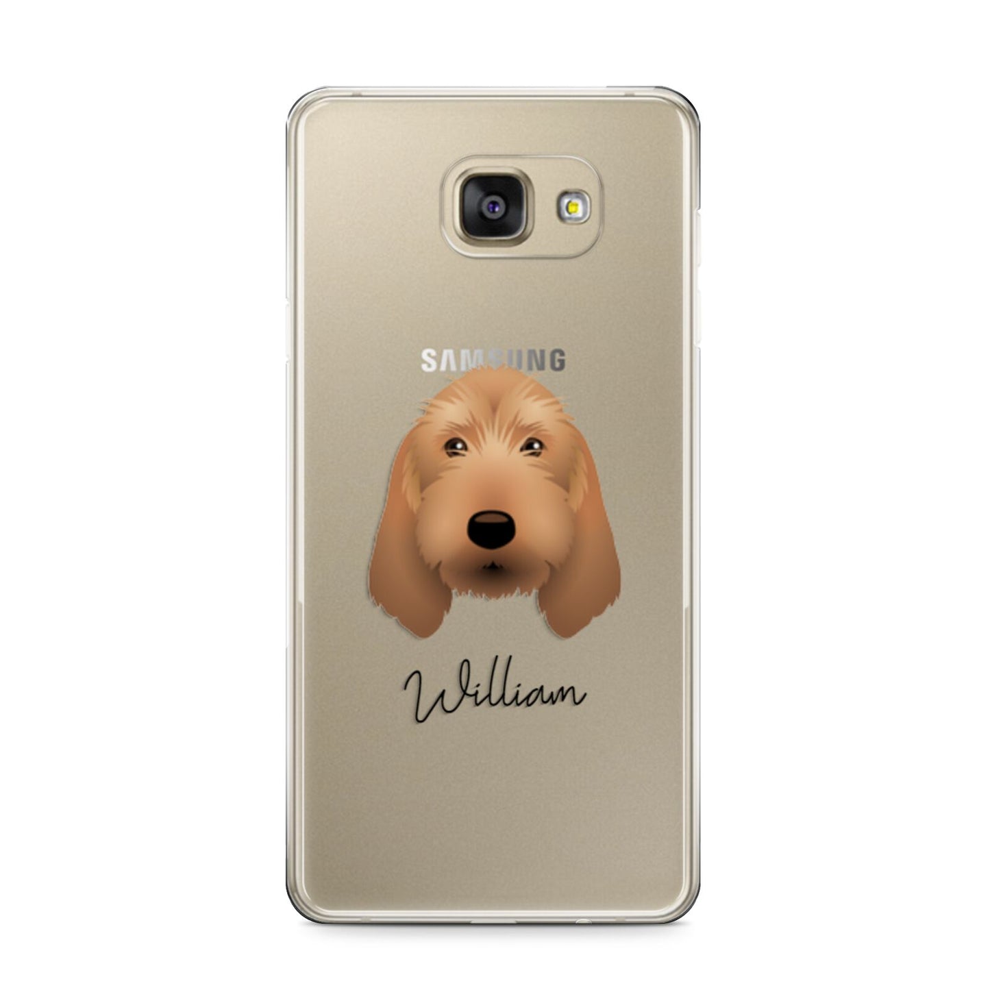 Basset Fauve De Bretagne Personalised Samsung Galaxy A9 2016 Case on gold phone
