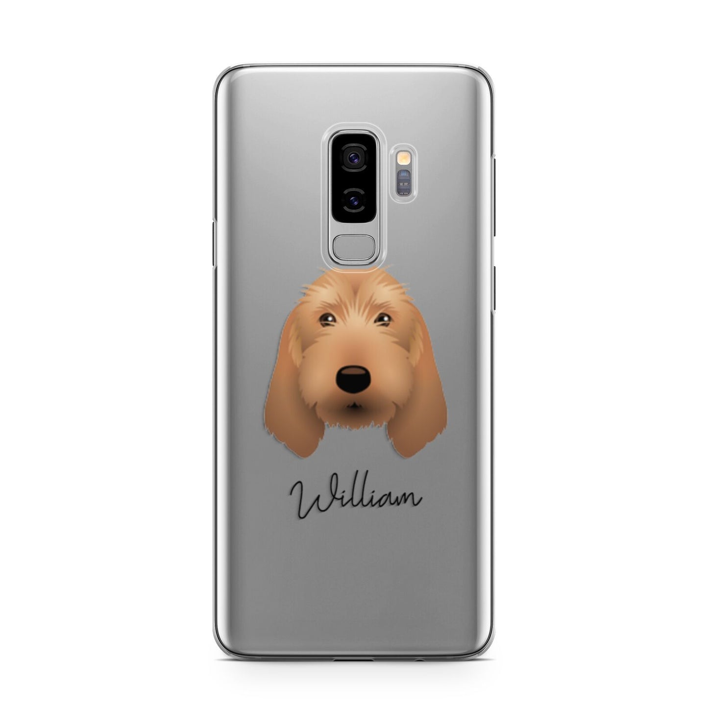 Basset Fauve De Bretagne Personalised Samsung Galaxy S9 Plus Case on Silver phone