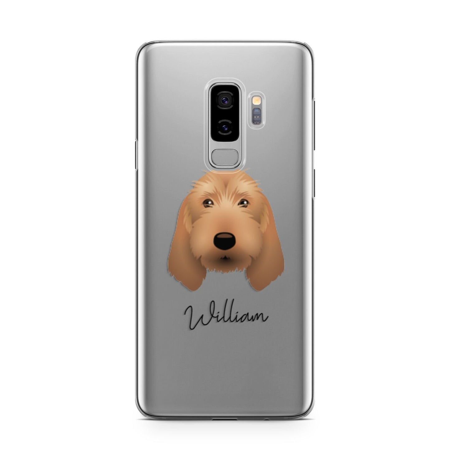 Basset Fauve De Bretagne Personalised Samsung Galaxy S9 Plus Case on Silver phone
