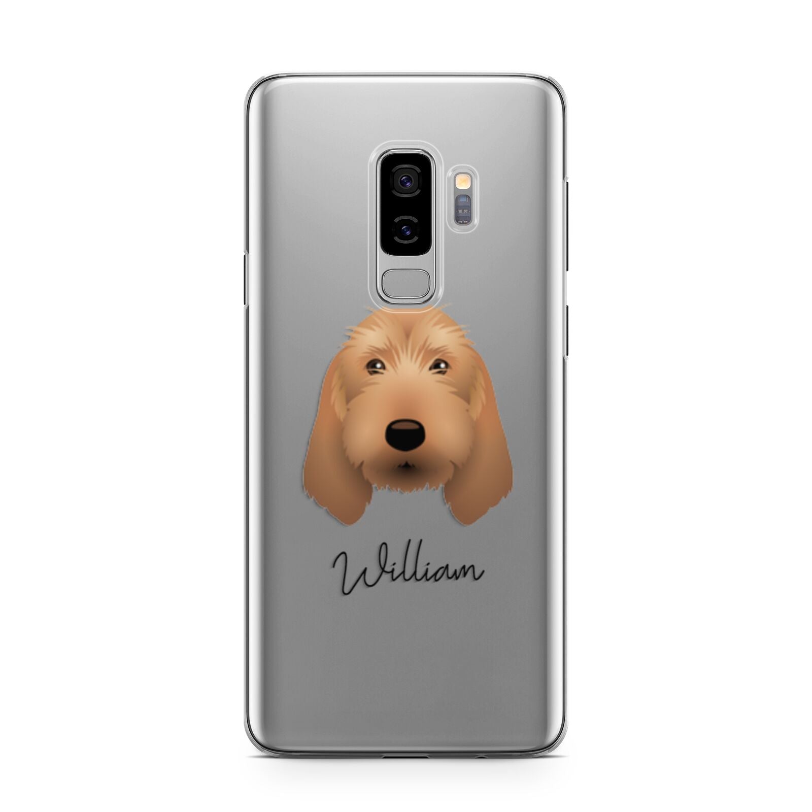 Basset Fauve De Bretagne Personalised Samsung Galaxy S9 Plus Case on Silver phone