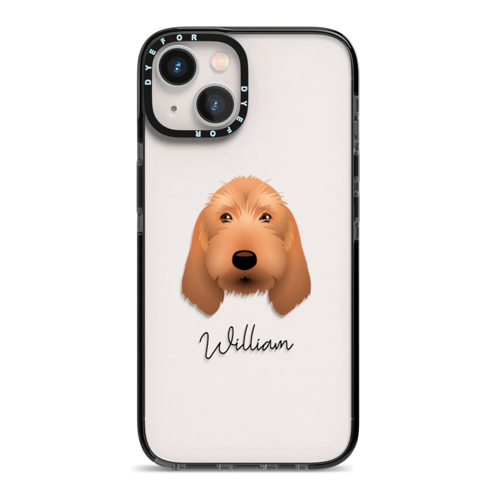 Basset Fauve De Bretagne Personalised iPhone 13 Black Impact Case on Silver phone