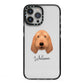 Basset Fauve De Bretagne Personalised iPhone 13 Pro Max Black Impact Case on Silver phone
