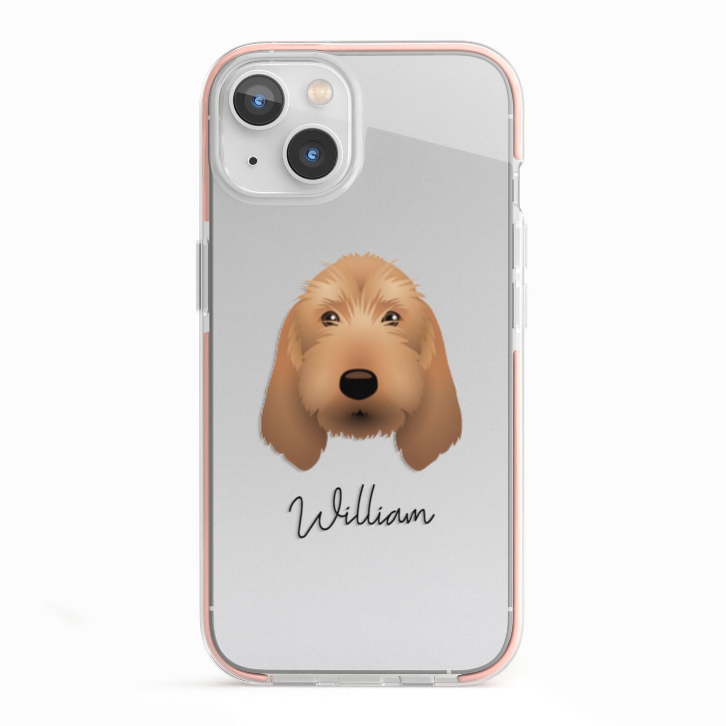 Basset Fauve De Bretagne Personalised iPhone 13 TPU Impact Case with Pink Edges