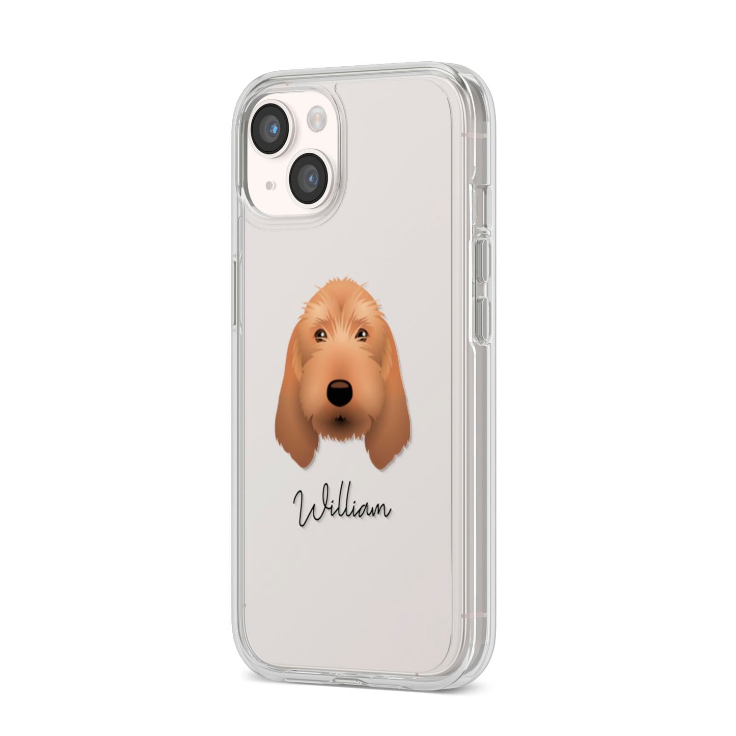 Basset Fauve De Bretagne Personalised iPhone 14 Clear Tough Case Starlight Angled Image