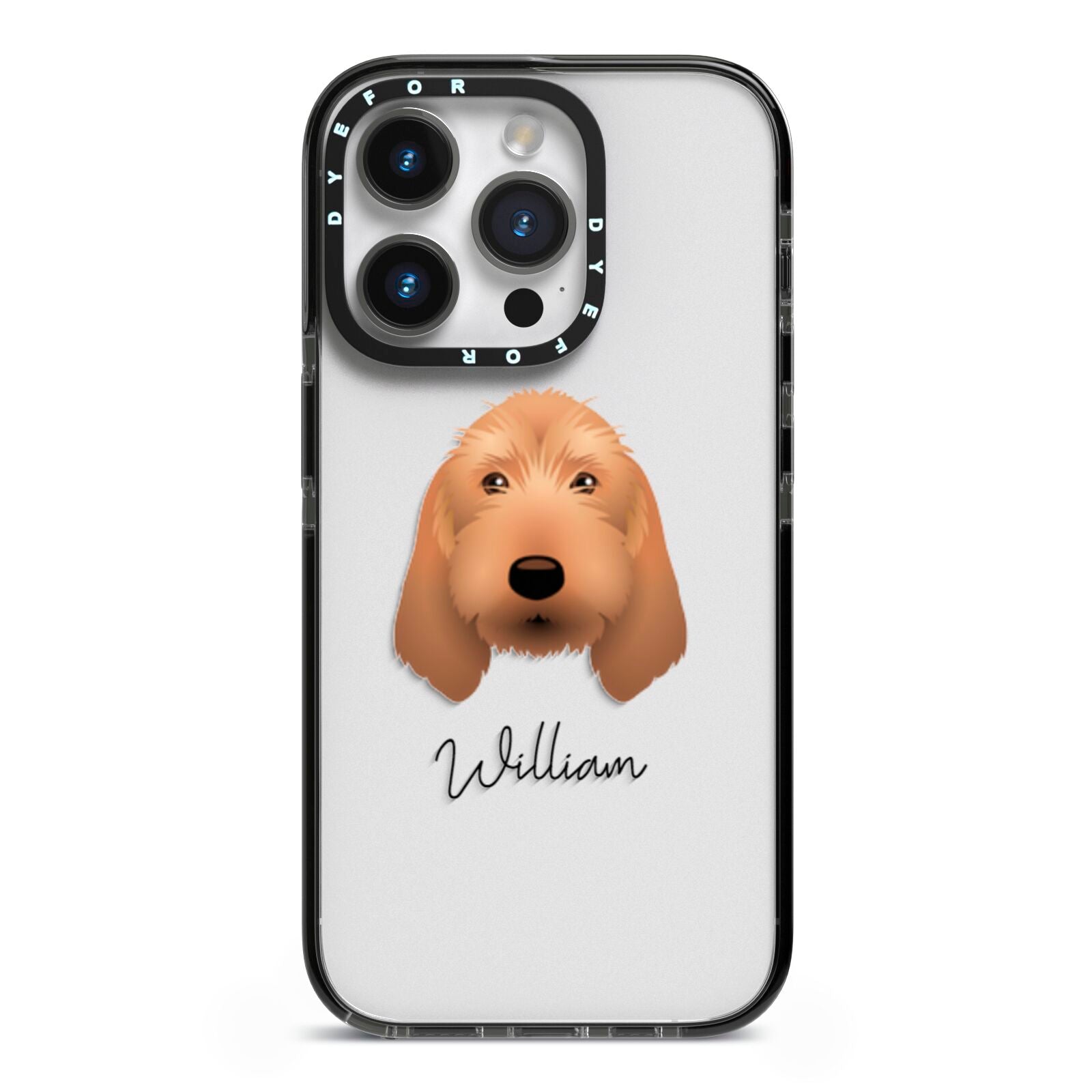 Basset Fauve De Bretagne Personalised iPhone 14 Pro Black Impact Case on Silver phone