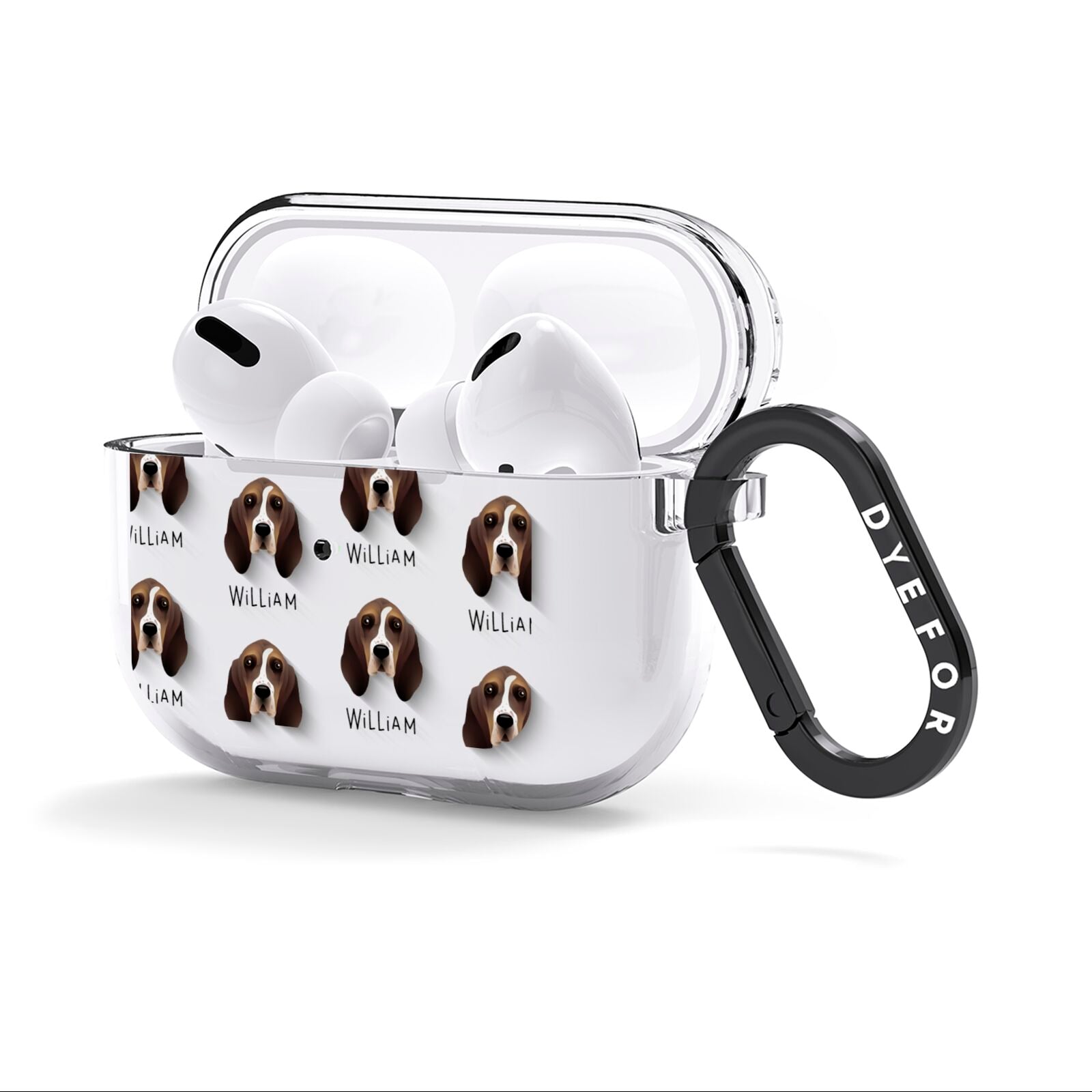 Basset Hound Icon with Name AirPods Clear Case 3rd Gen Side Image