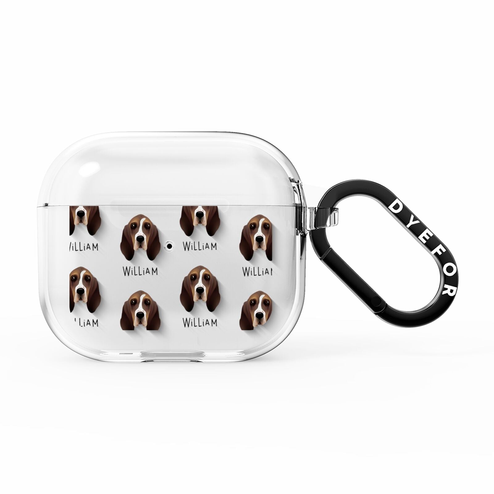 Basset Hound Icon with Name AirPods Clear Case 3rd Gen