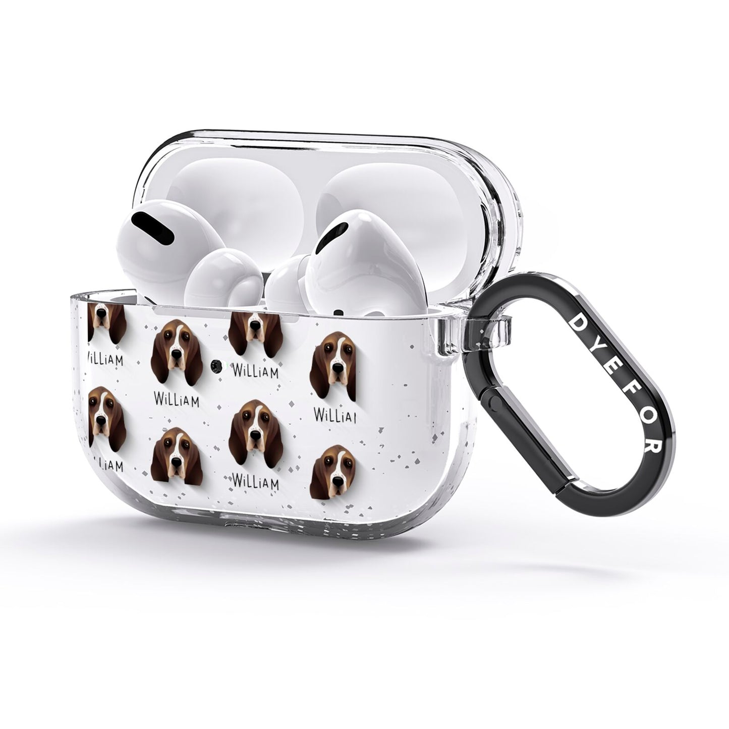 Basset Hound Icon with Name AirPods Glitter Case 3rd Gen Side Image