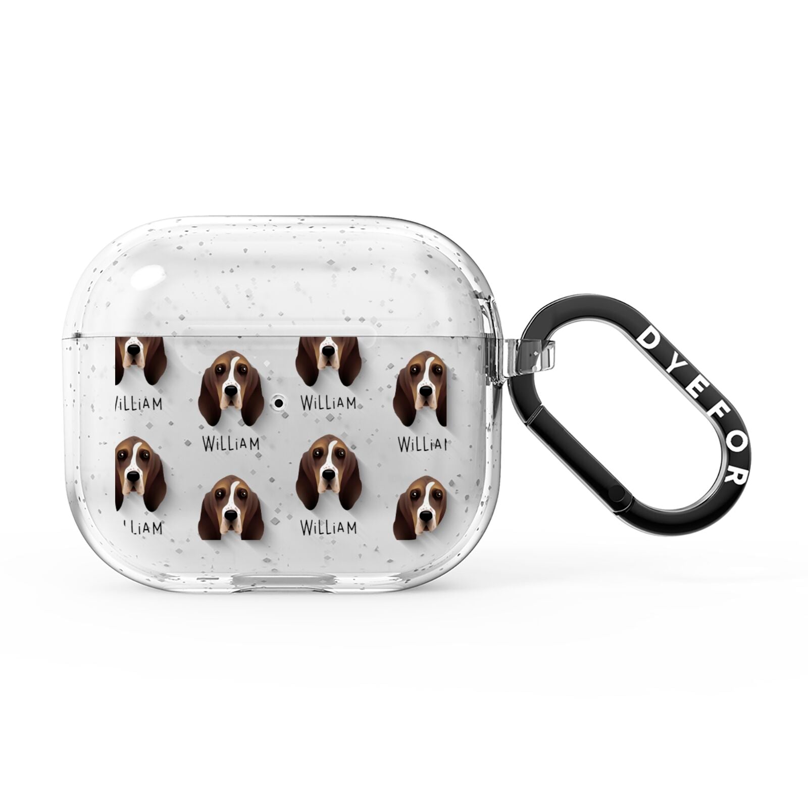 Basset Hound Icon with Name AirPods Glitter Case 3rd Gen