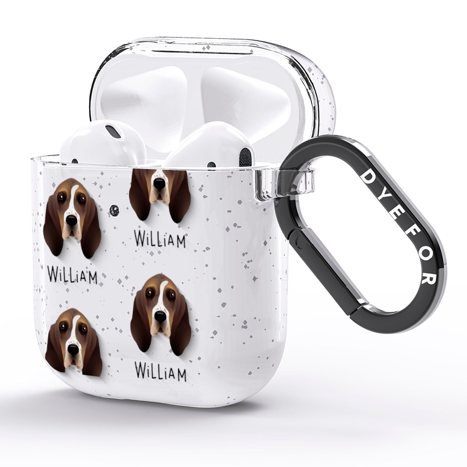 Basset Hound Icon with Name AirPods Glitter Case Side Image
