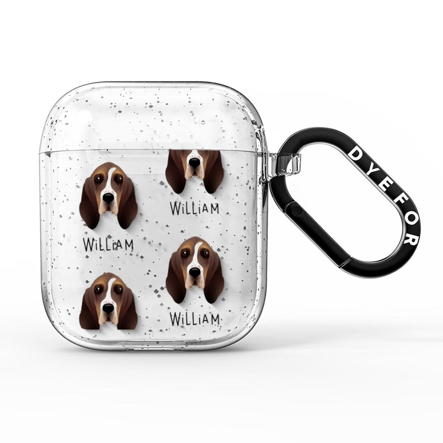 Basset Hound Icon with Name AirPods Glitter Case