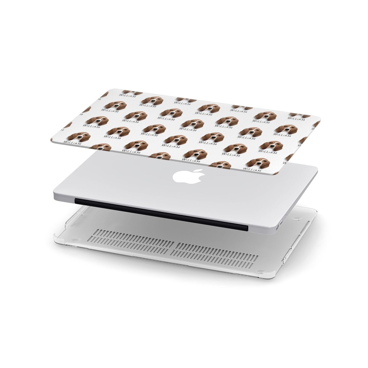 Basset Hound Icon with Name Apple MacBook Case in Detail
