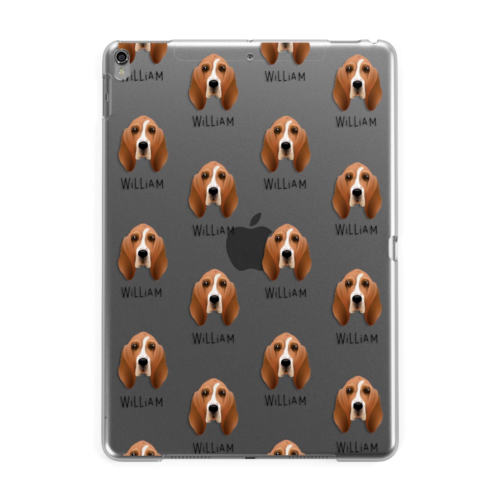 Basset Hound Icon with Name Apple iPad Grey Case