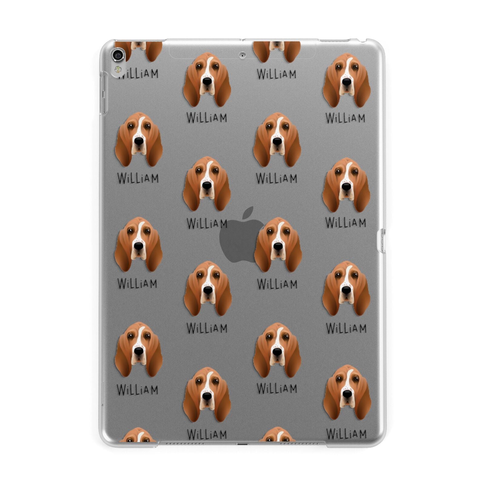 Basset Hound Icon with Name Apple iPad Silver Case