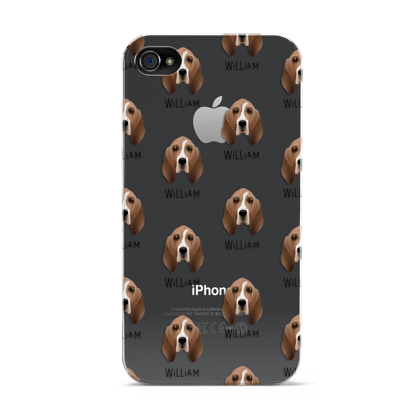Basset Hound Icon with Name Apple iPhone 4s Case