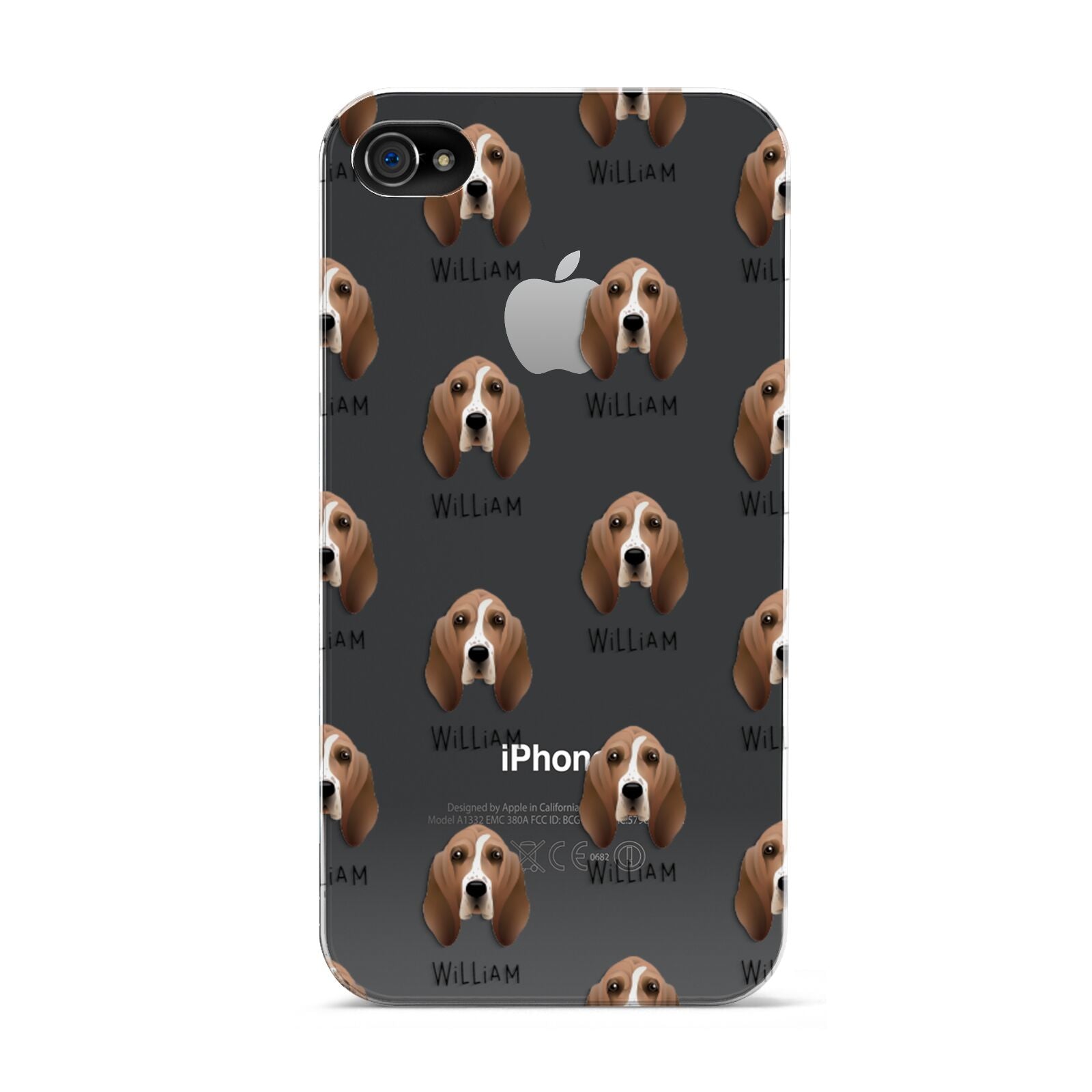 Basset Hound Icon with Name Apple iPhone 4s Case