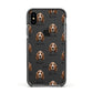 Basset Hound Icon with Name Apple iPhone Xs Impact Case Black Edge on Black Phone