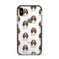 Basset Hound Icon with Name Apple iPhone Xs Impact Case Black Edge on Silver Phone