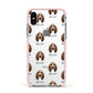 Basset Hound Icon with Name Apple iPhone Xs Impact Case Pink Edge on Silver Phone
