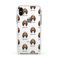 Basset Hound Icon with Name Apple iPhone Xs Impact Case White Edge on Silver Phone