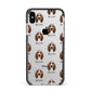 Basset Hound Icon with Name Apple iPhone Xs Max Impact Case Black Edge on Silver Phone