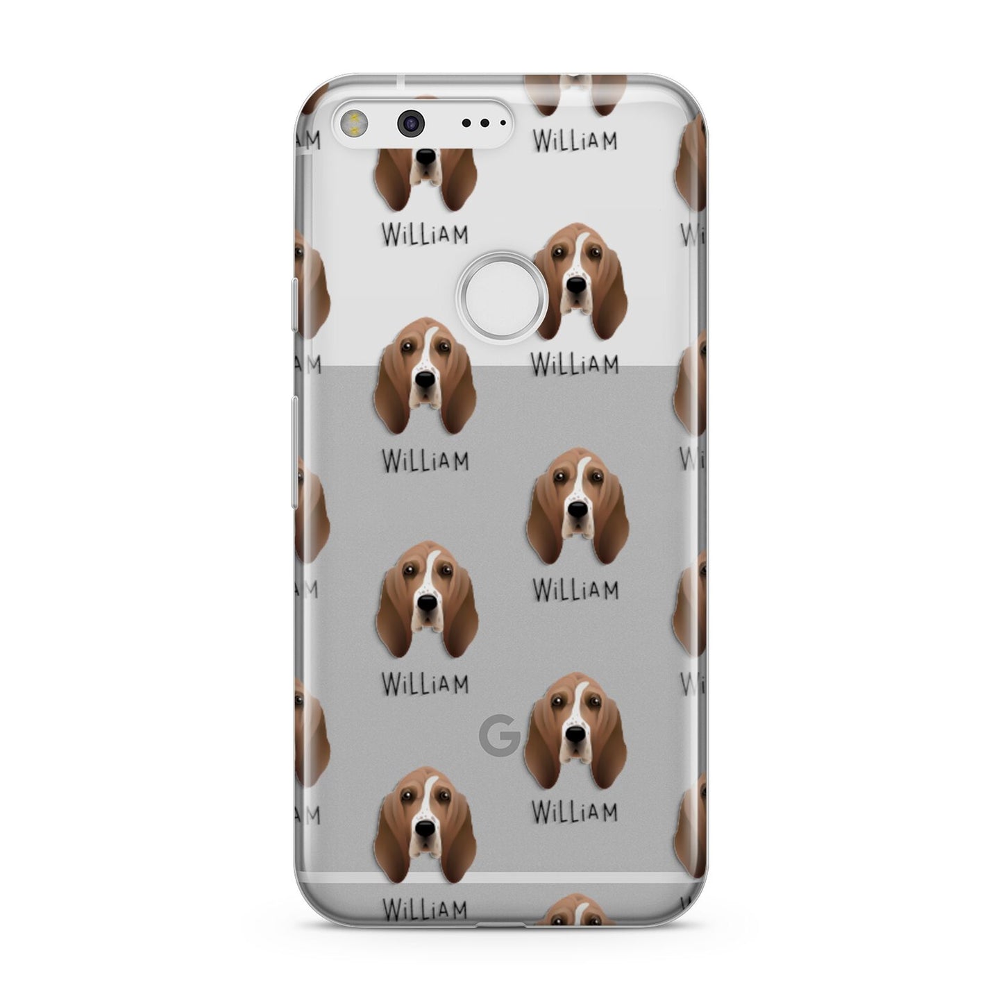 Basset Hound Icon with Name Google Pixel Case