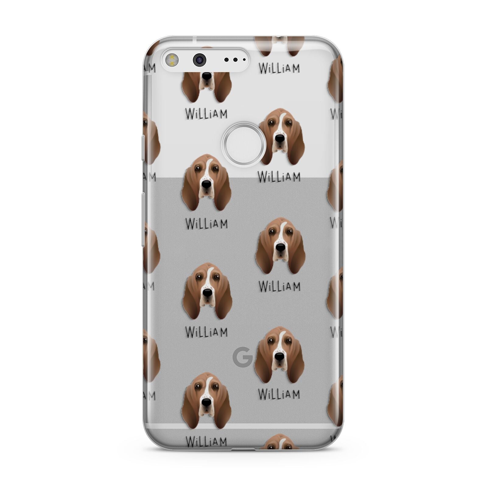 Basset Hound Icon with Name Google Pixel Case