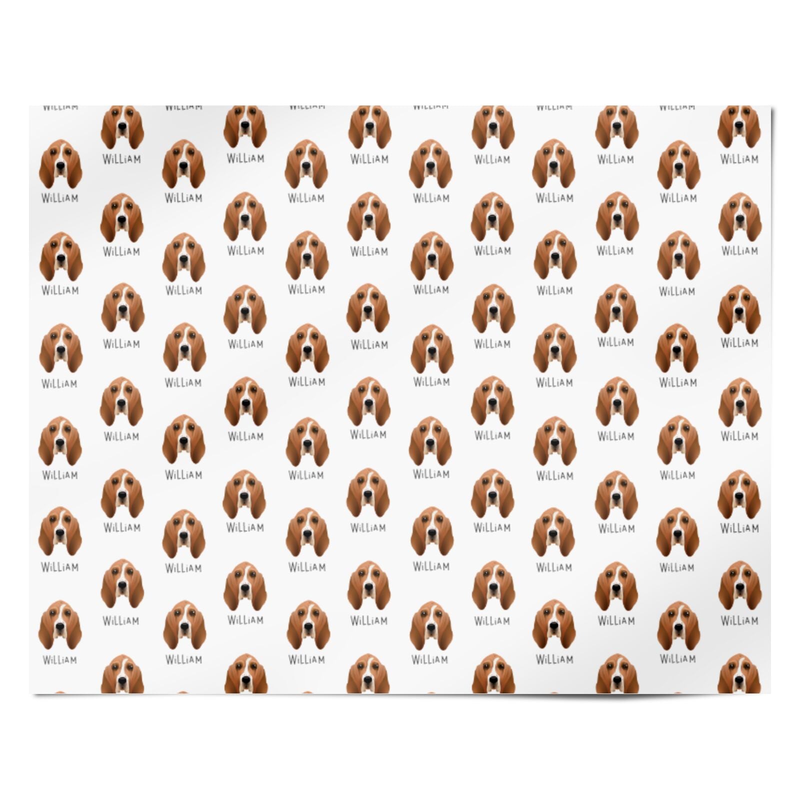 Basset Hound Icon with Name Personalised Wrapping Paper Alternative