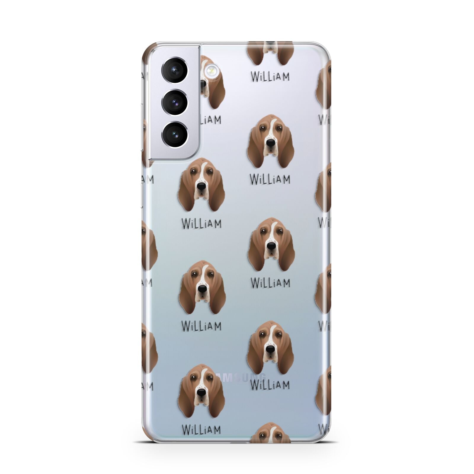 Basset Hound Icon with Name Samsung S21 Plus Phone Case
