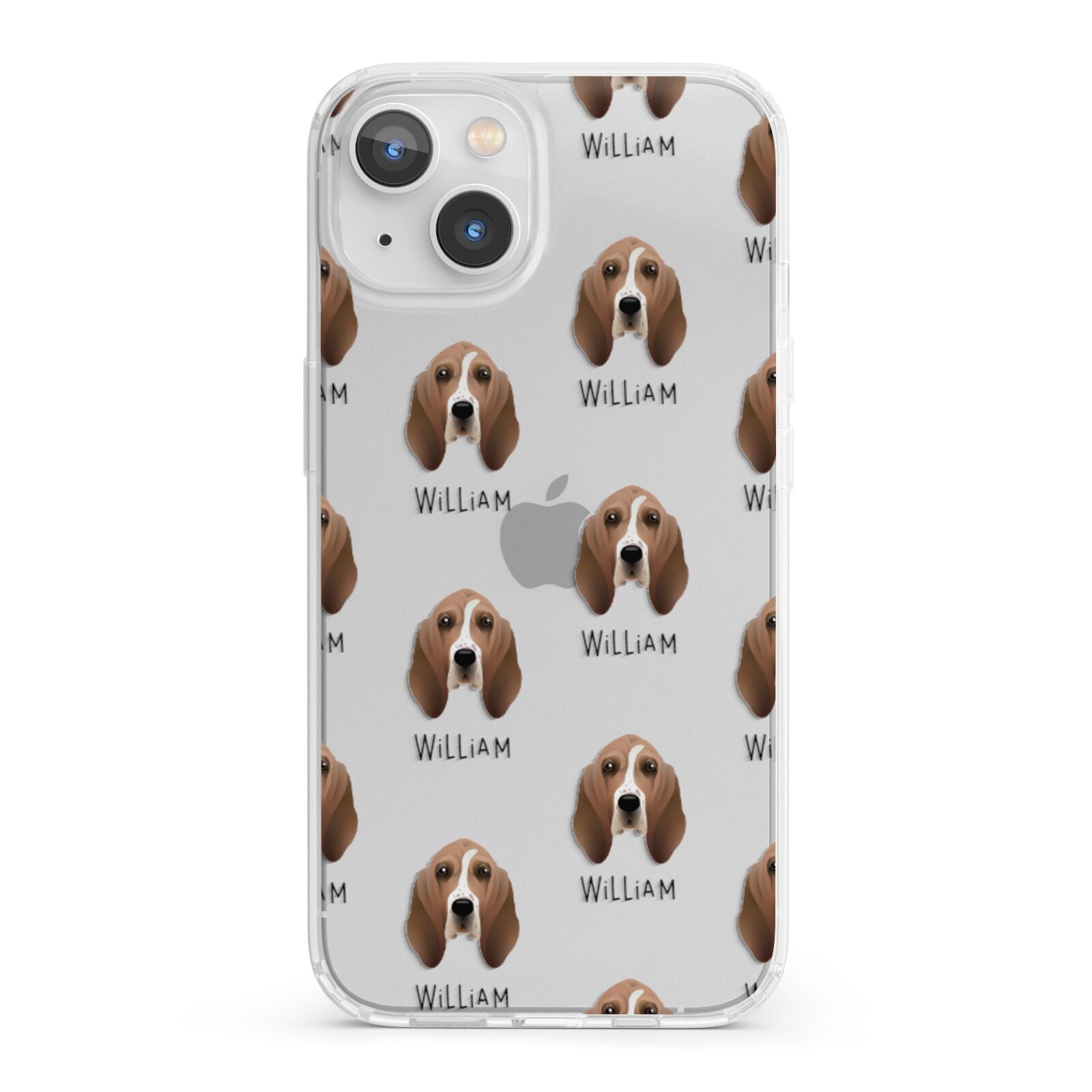 Basset Hound Icon with Name iPhone 13 Clear Bumper Case