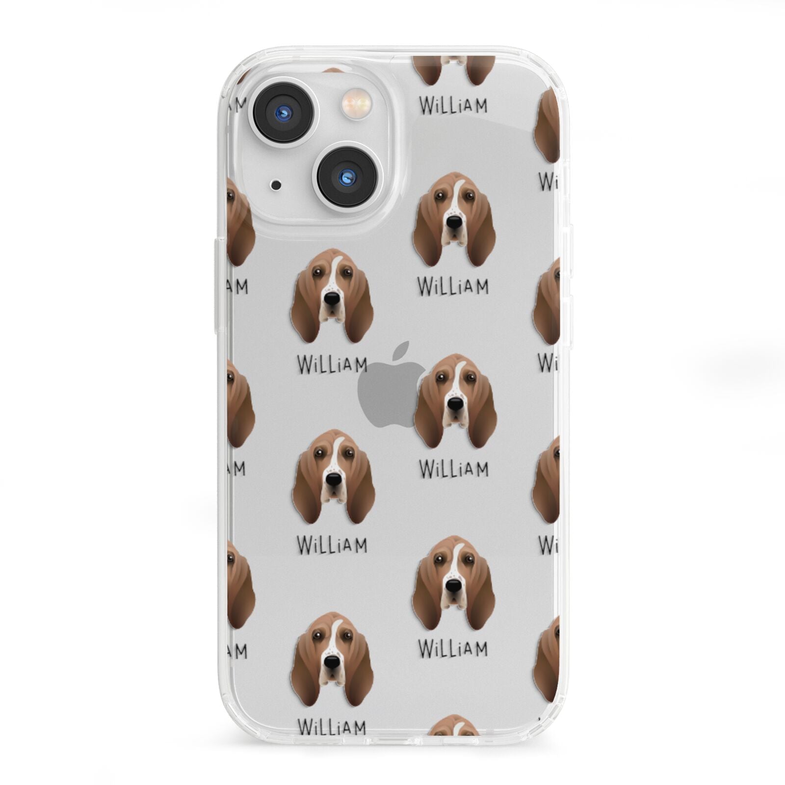 Basset Hound Icon with Name iPhone 13 Mini Clear Bumper Case