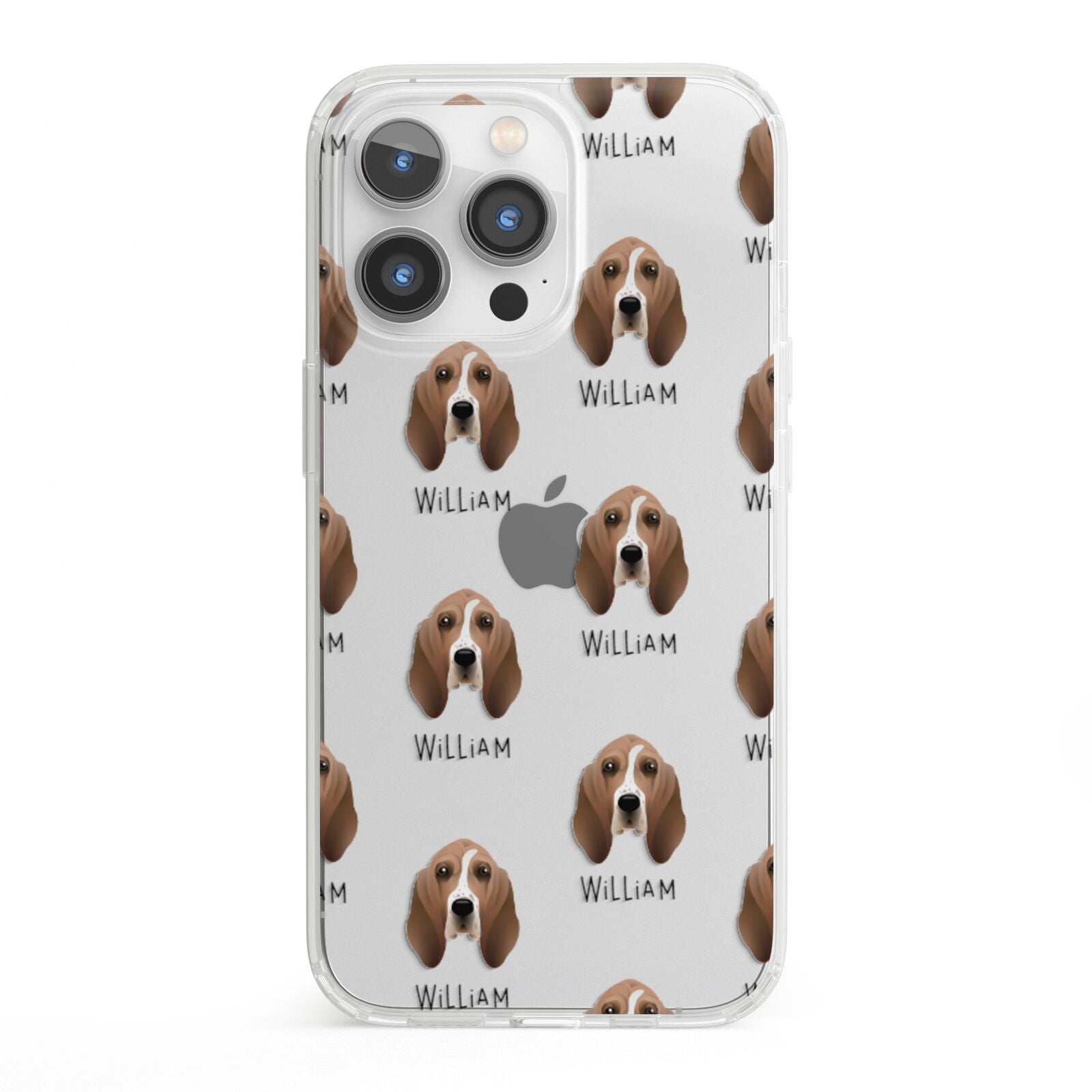 Basset Hound Icon with Name iPhone 13 Pro Clear Bumper Case