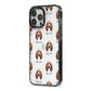 Basset Hound Icon with Name iPhone 13 Pro Max Black Impact Case Side Angle on Silver phone
