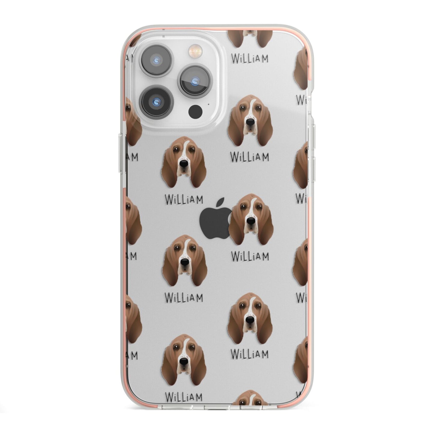 Basset Hound Icon with Name iPhone 13 Pro Max TPU Impact Case with Pink Edges