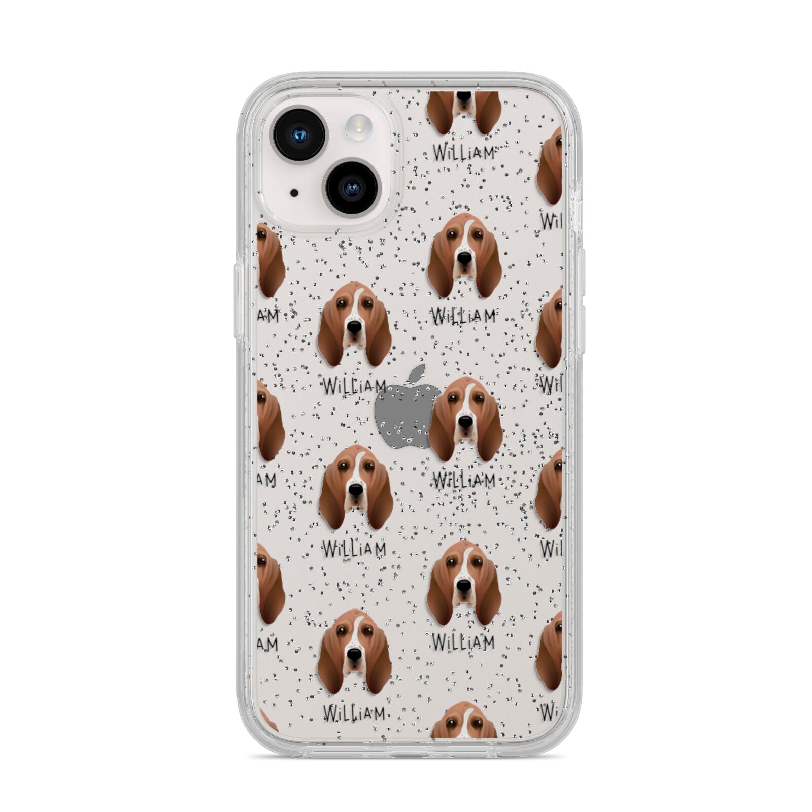 Basset Hound Icon with Name iPhone 14 Plus Glitter Tough Case Starlight