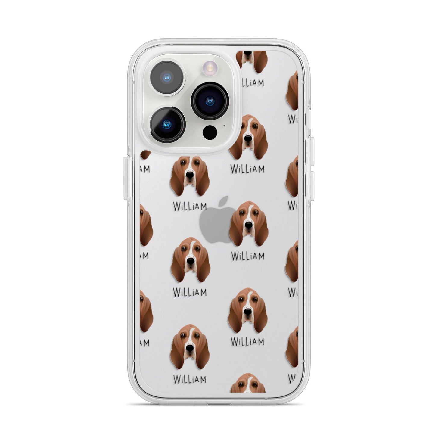 Basset Hound Icon with Name iPhone 14 Pro Clear Tough Case Silver