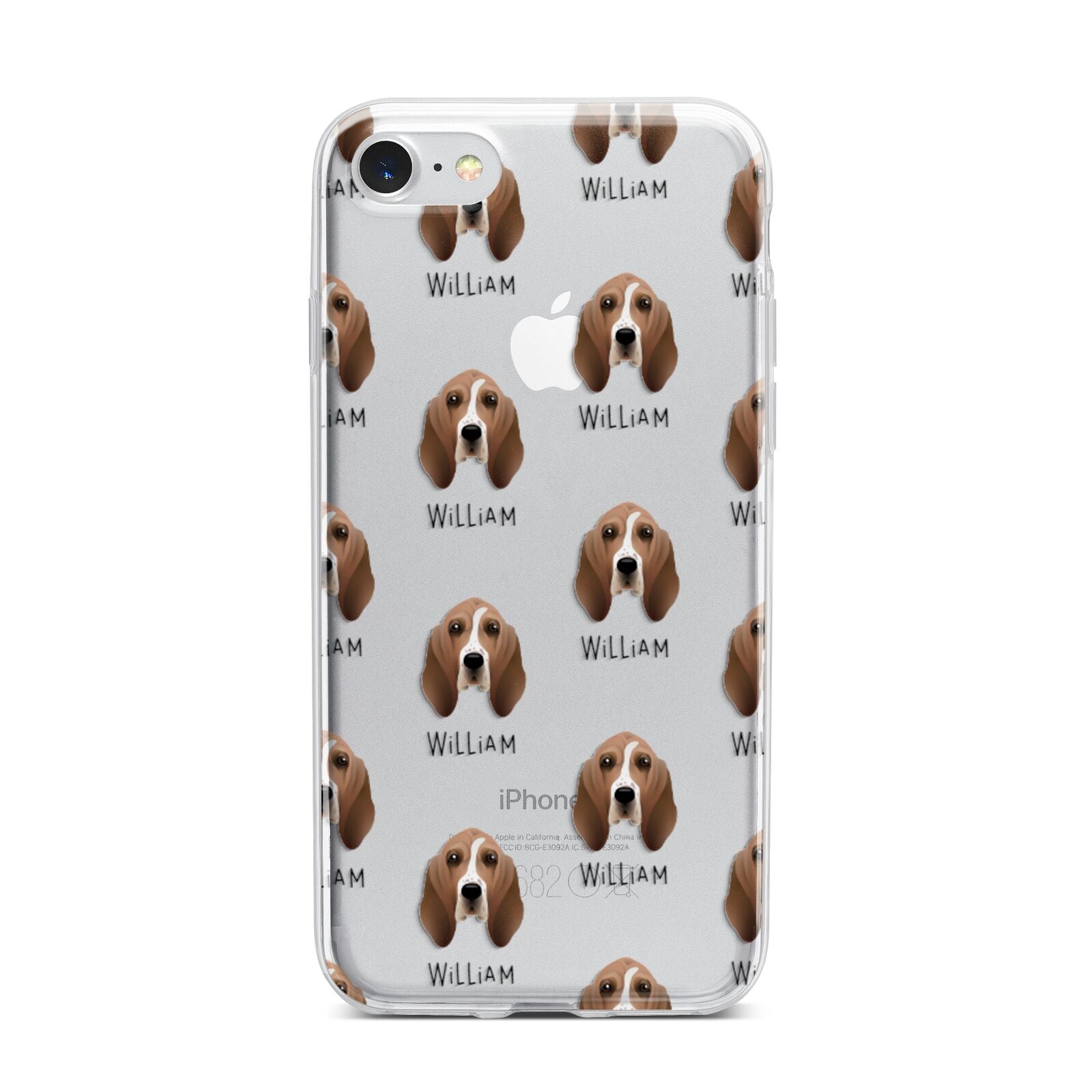 Basset Hound Icon with Name iPhone 7 Bumper Case on Silver iPhone
