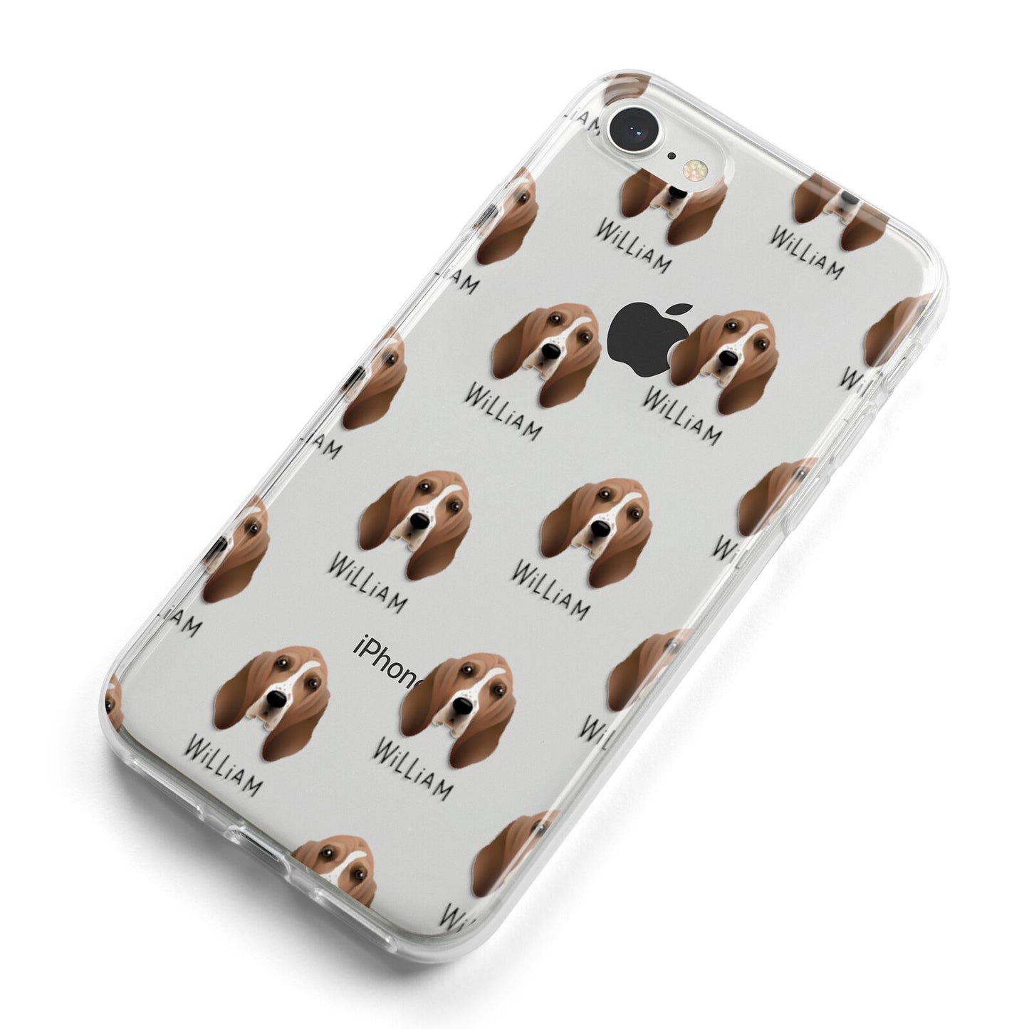 Basset Hound Icon with Name iPhone 8 Bumper Case on Silver iPhone Alternative Image