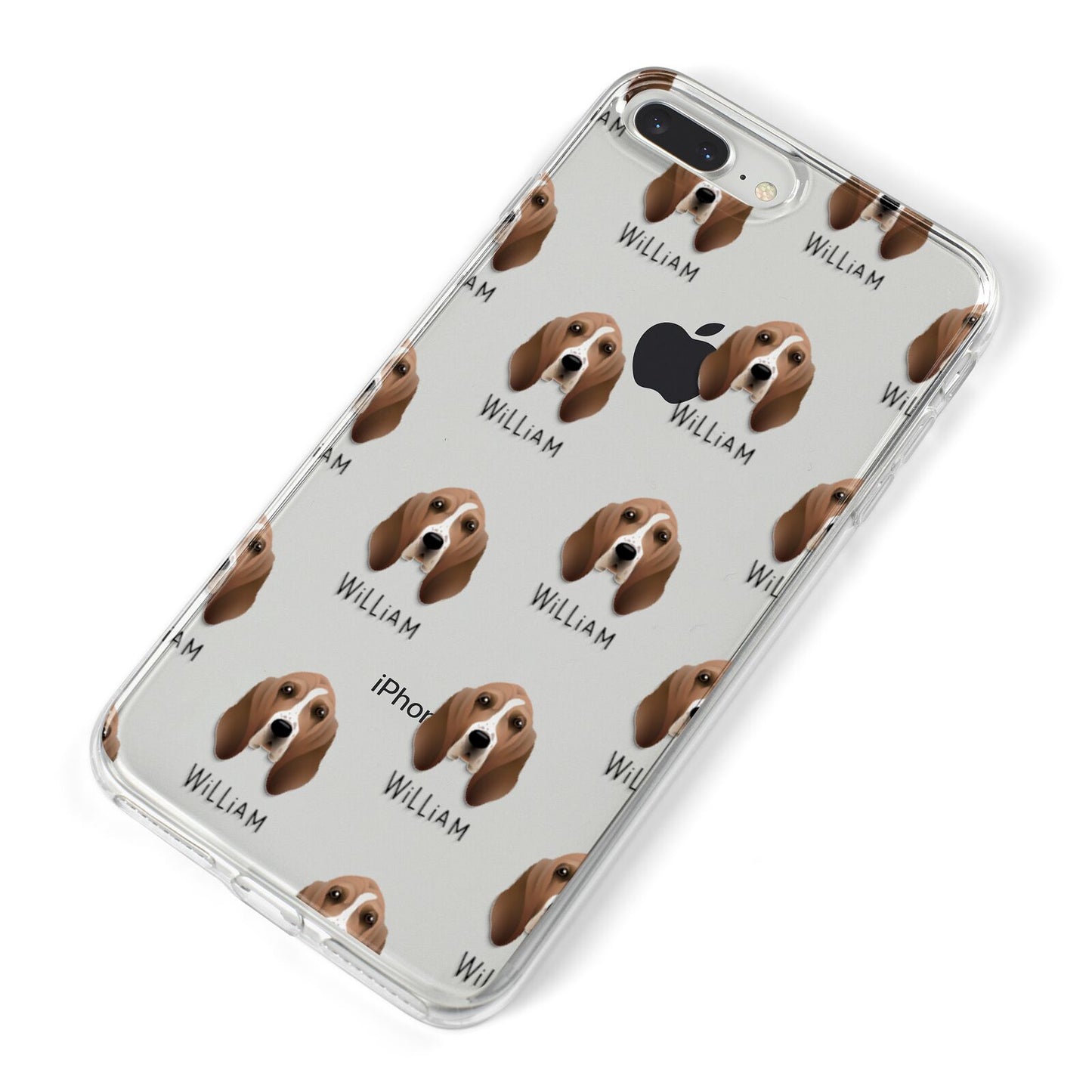Basset Hound Icon with Name iPhone 8 Plus Bumper Case on Silver iPhone Alternative Image
