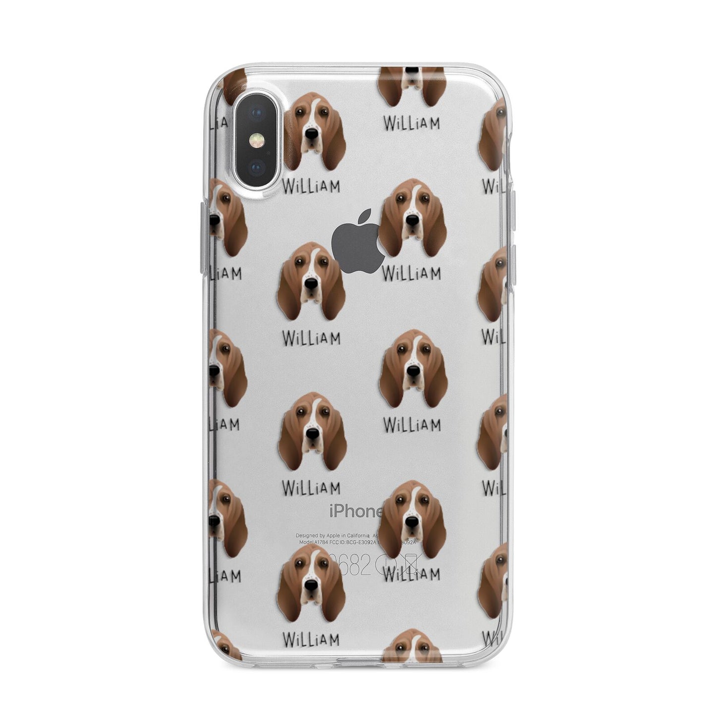 Basset Hound Icon with Name iPhone X Bumper Case on Silver iPhone Alternative Image 1