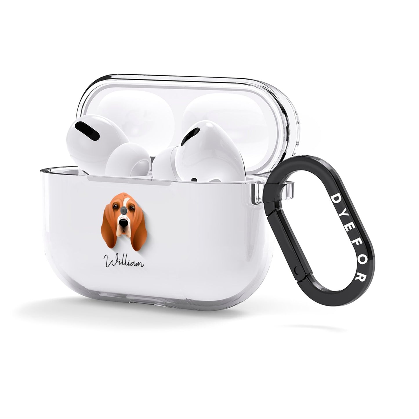 Basset Hound Personalised AirPods Clear Case 3rd Gen Side Image