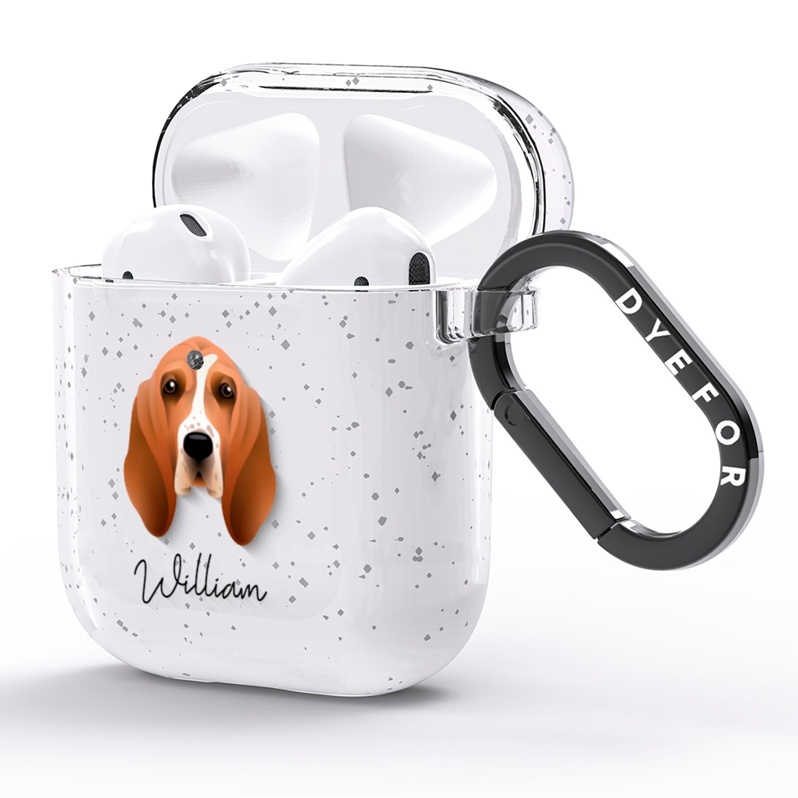 Basset Hound Personalised AirPods Glitter Case Side Image