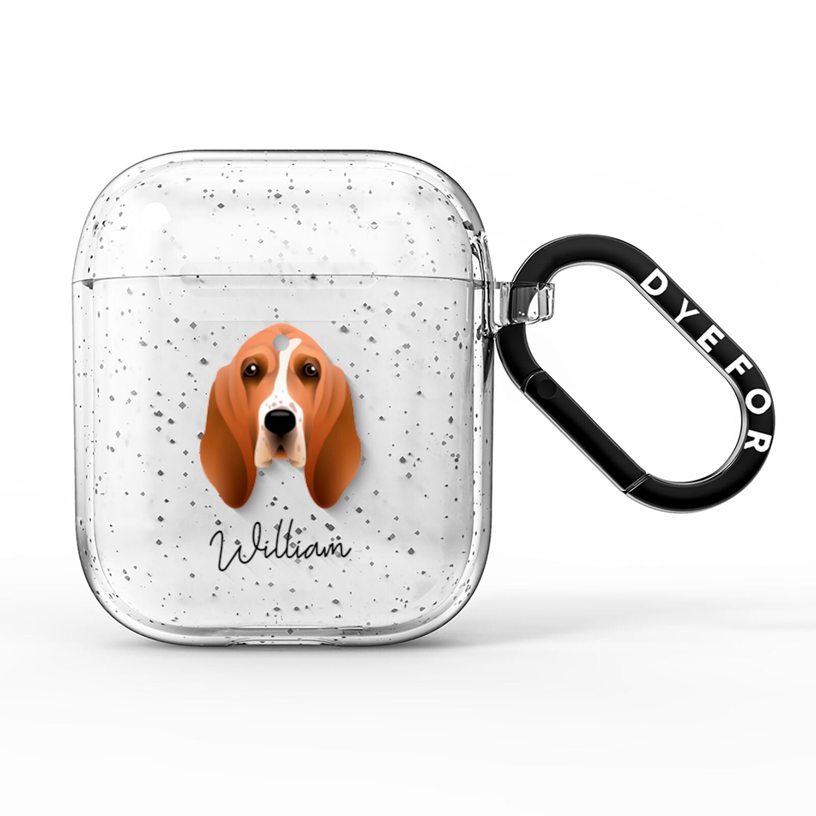 Basset Hound Personalised AirPods Glitter Case