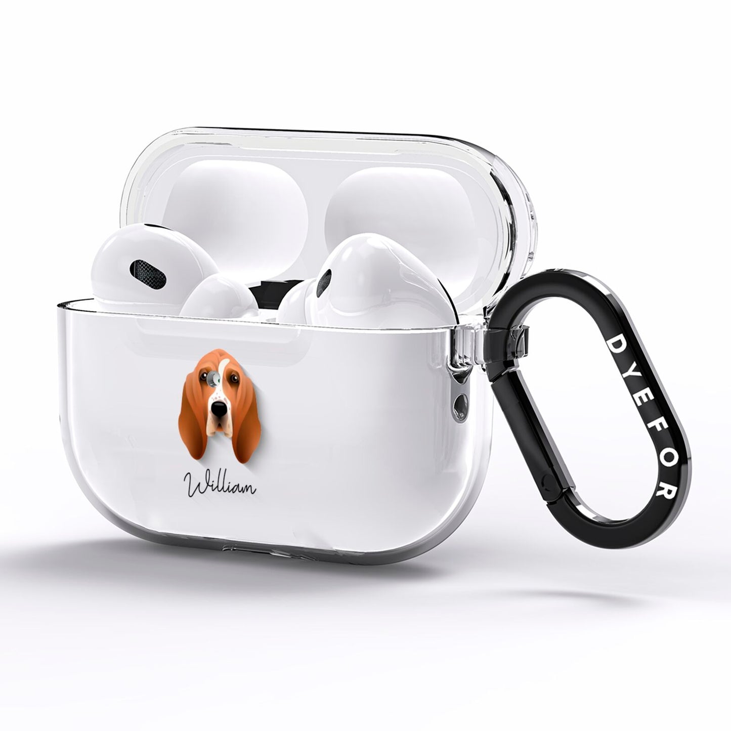 Basset Hound Personalised AirPods Pro Clear Case Side Image