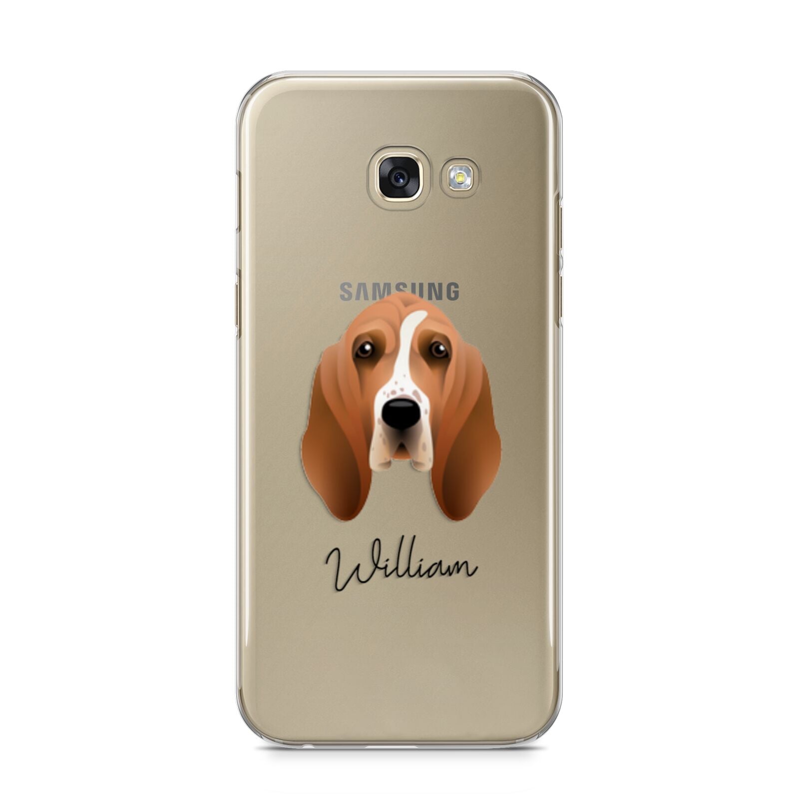 Basset Hound Personalised Samsung Galaxy A5 2017 Case on gold phone