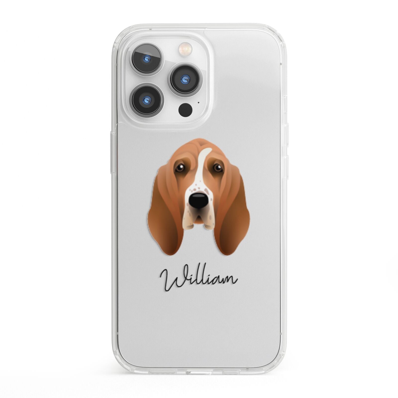Basset Hound Personalised iPhone 13 Pro Clear Bumper Case