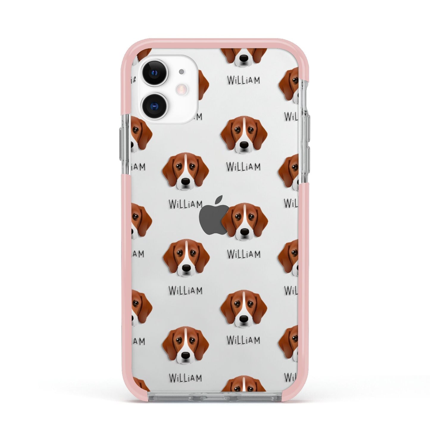Bassugg Icon with Name Apple iPhone 11 in White with Pink Impact Case